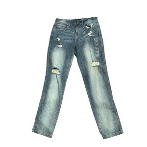Aeropostale Womens Size 8R Distressed Girlfriend NEW Straight Leg High Rise Blue